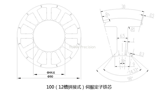 Chất lượng cao OD90mm Stator / Rotor Lamination cho động cơ Servo / động cơ BLDC