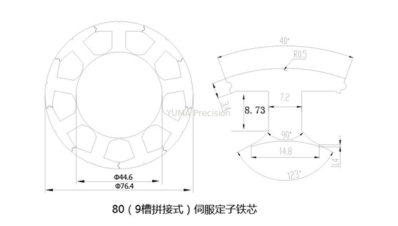 9 khe cắm Động cơ điện rôto Stator 8mm 7.2mm AC Servo không chổi than
